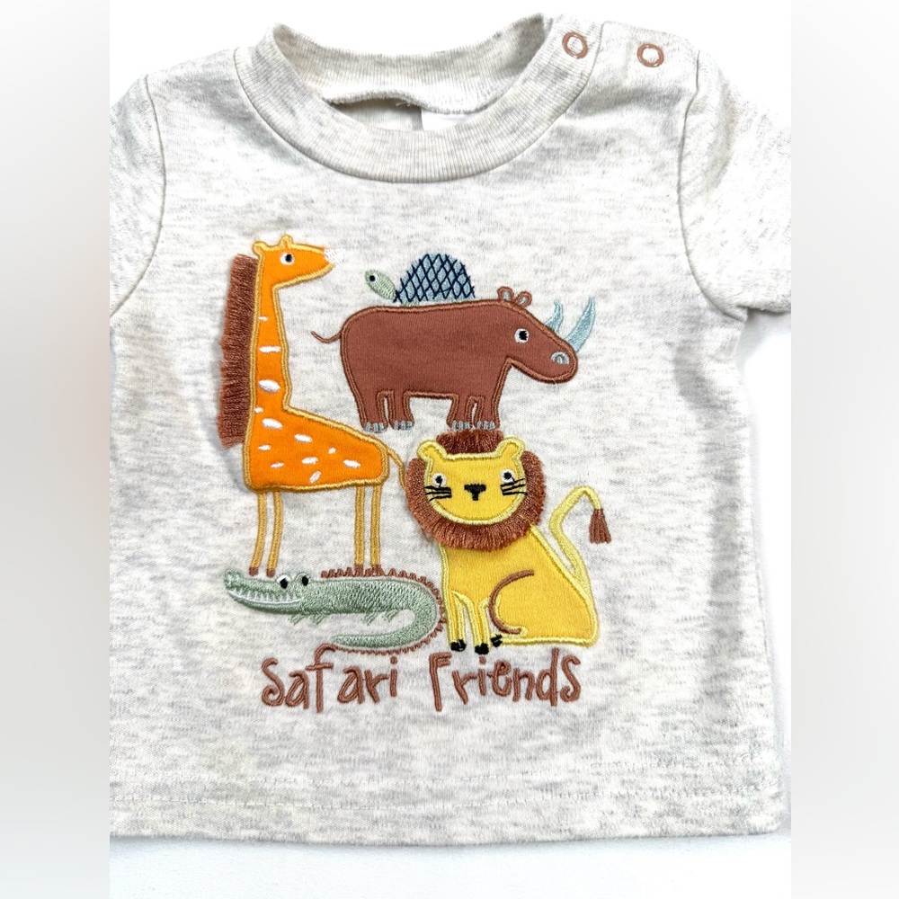 LITTLE BEGINNINGS Boys Safari Friends‎ Graphic Tee 0-3M Zoo African Animals Cute - Picture 3 of 14